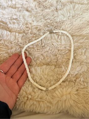 White Beaded pooka Choker Necklace - Minimal Women’s Jewelry